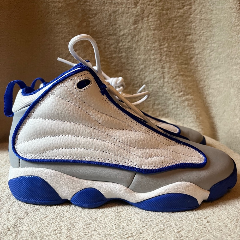 Air Jordan Pro Strong Kids Shoes Size 3 White Racer Blue Wolf Grey